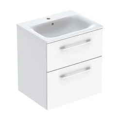Geberit Ensemble meuble sous vasque l.55 cm blanc + vasque céramique Selva* Meuble Vasque