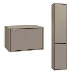 Petits-Meubles Ensemble meuble sous-vasque 80 cm et colonne Sophea Taupe