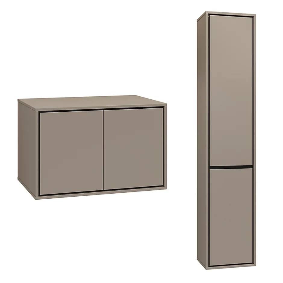 Petits-Meubles Ensemble meuble sous-vasque 80 cm et colonne Sophea Taupe