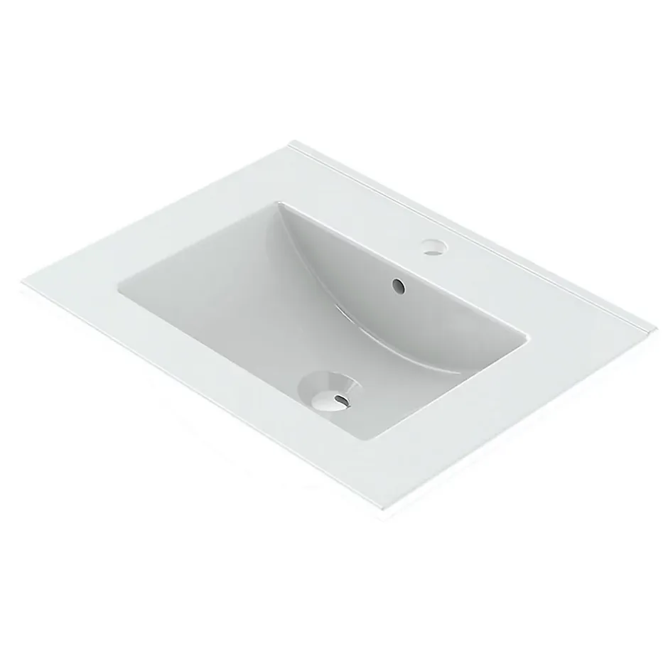 Randal Ensemble meuble vasque blanc mat l.60 cm + plan vasque blanc en céramique + miroir, Otto* Meuble Vasque