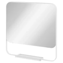 GoodHome Ensemble meuble vasque faible profondeur effet bois avec porte-serviettes l.85 x H.82 x P.36 cm + plan vasque résine blanc + miroir, Maza