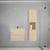 AICA Sanitaire Ensemble meuble vasque L.60cm chêne 2 tiroirs + lavabo + colonne