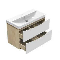 AICA Sanitaire Ensemble meubles Salle de Bain 80cm simple vasque + miroir lumineux* Ensemble Meuble De Salle De Bains