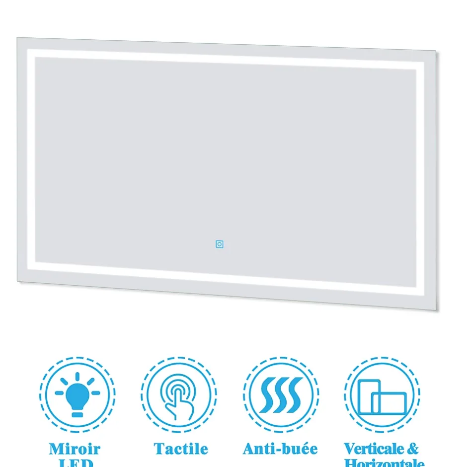 AICA Sanitaire Ensemble meubles Salle de Bain 80cm simple vasque + colonne + miroir lumineux Chêne Wotan