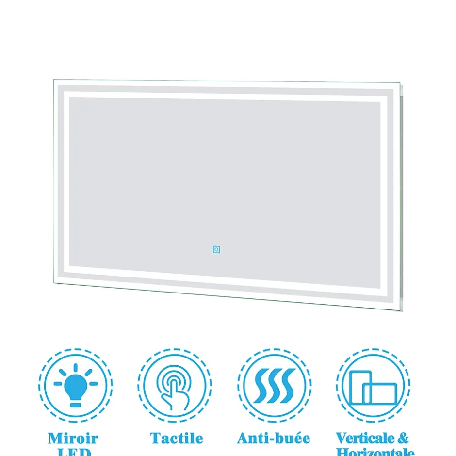 AICA Sanitaire Ensemble meubles Salle de Bain simple vasque 60cm, colonne x2 et miroir Blanc* Ensemble Meuble De Salle De Bains