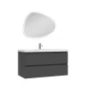 AICA Sanitaire Ensemble meubles Salle de Bain 100cm vasque + miroir 3 couleurs lumineux Anthracite* Ensemble Meuble De Salle De Bains