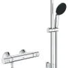 Grohe Ensemble mitigeur de douche thermostatique + douchette + flexible et barre, chrome, Start