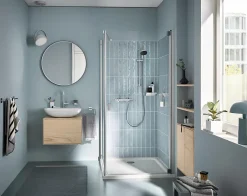 Grohe Ensemble mitigeur de douche thermostatique + douchette + flexible et barre, chrome, Trend* Colonne De Douche Thermostatique