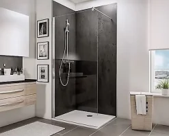 Schulte Ensemble paroi de douche à l'italienne l. 100 x H. 190 cm NewStyle et receveur de douche 80 x 100 cm, blanc et transparent,