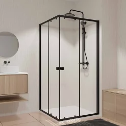 Aurlane Ensemble portes de douche coulissantes extensibles Noir 80/90x185cm - BLACK SLIDE 80-90* Porte De Douche