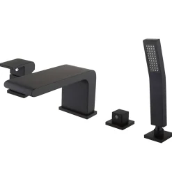 Bernstein Ensemble Robinet mélangeur Noir Baignoire 4 trous en Cascade, Ensemble Pommeau Douchette Bain - 6080B* Robinet De Baignoire