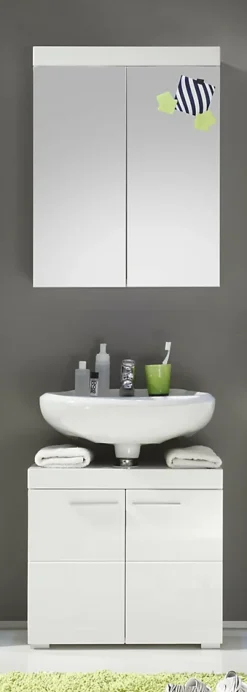 Chb Collection Ensemble salle de bain 2 pièces. mélaminé Blanc Brillant L - H - P : 60 - 190 - 34 cm