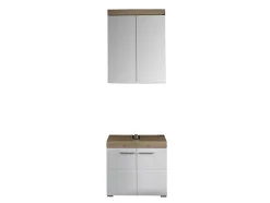 Chb Collection Ensemble salle de bain 2 pièces. mélaminé couleur chêne/blanc brillant L - H - P : 60 - 190 - 34 cm