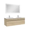 AICA Sanitaire Ensemble Salle De Bain 120cm meuble Chêne Wotan avec miroir lumineux* Ensemble Meuble De Salle De Bains