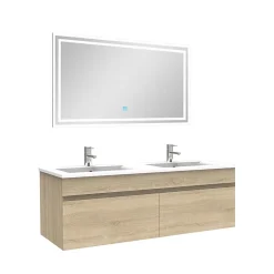 AICA Sanitaire Ensemble Salle De Bain 120cm meuble Chêne Wotan avec miroir lumineux* Ensemble Meuble De Salle De Bains