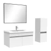 AICA Sanitaire Ensemble Salle De Bain 80cm Blanc meuble + miroir + colonne + simple vasque* Ensemble Meuble De Salle De Bains