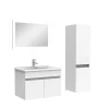 AICA Sanitaire Ensemble Salle De Bain simple vasque avec colonne et miroir 60cm meuble blanc* Ensemble Meuble De Salle De Bains