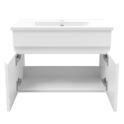 AICA Sanitaire Ensemble Salle De Bain simple vasque avec colonne et miroir 60cm meuble blanc* Ensemble Meuble De Salle De Bains