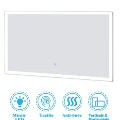 AICA Sanitaire Ensemble Salle De Bain simple vasque 60cm meuble Chêne Wotan avec miroir lumineux