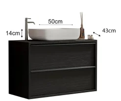 Autres Ensemble salle de bain STEEL noir frêne, en plusieurs dimensions - 79 cm