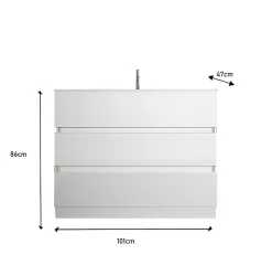 Autres Ensemble salle de bain START blanc brillant 101 x 86 x 47 cm* Meuble De Salle De Bains Faible Profondeur