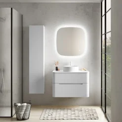 Ensemble salle de bains L. 84 cm meuble sous vasque + plan de toilette blanc mat Alba* Meuble Buanderie