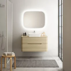 Ensemble salle de bains L. 104 cm meuble sous vasque + plan de toilette décor bois natuel Alba* Meuble Buanderie