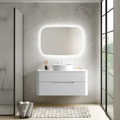 Ensemble salle de bains L. 119 cm meuble sous vasque + plan de toilette blanc mat Alba* Meuble Buanderie
