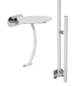 Ensemble siège + barre de maintien PMR pour douche Serenity coloris blanc