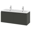 GoodHome Ensemble sous vasque + plan vasque résine l.120 cm, gris anthracite, Levanna* Meuble Vasque