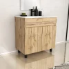 Galedo Ensemble sous vasque à poser effet chêne industriel 2 portes + vasque blanche, l.80 cm, Timber