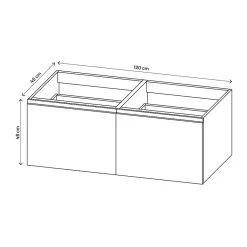 GoodHome Ensemble sous vasque effet noyer 2 tiroirs + plan vasque blanc en céramique l.120 cm, Levanna* Meuble Vasque
