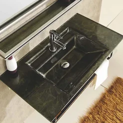 Wikao Ensemble vasque, miroir et tablette de bain Oxygen - Vert anglais