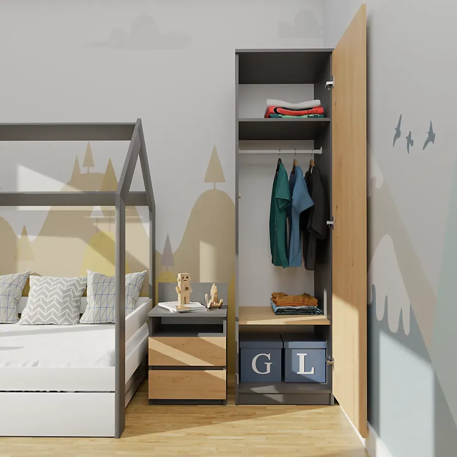 Autres ESME - Armoire simple style scandinave chambre à coucher - 50x50x180 - 1 porte - Dressing