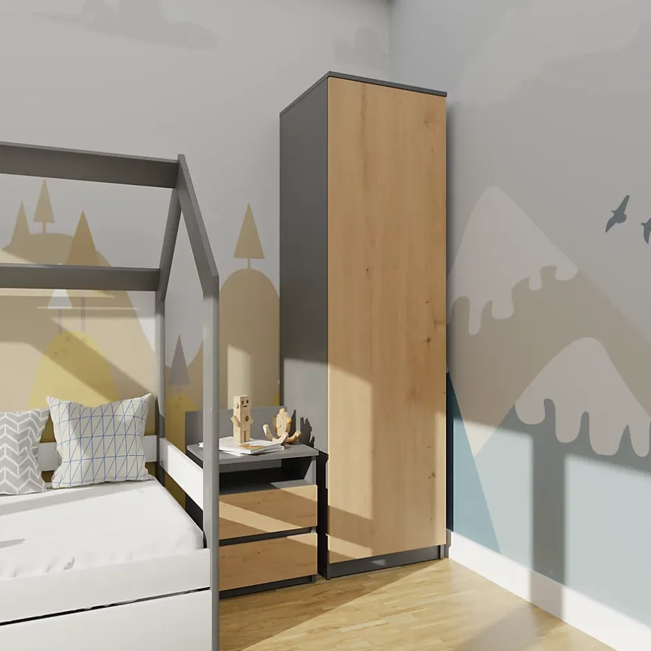 Autres ESME - Armoire simple style scandinave chambre à coucher - 50x50x180 - 1 porte - Dressing