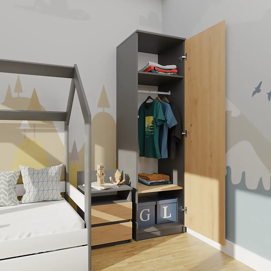 Autres ESME - Armoire simple style scandinave chambre à coucher - 50x50x180 - 1 porte - Dressing
