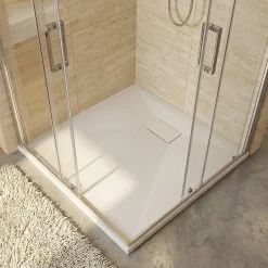 Ceramia Essential 90x90 cm receveur de douche carré à poser SMC avec surface effet pierre, blanc (CERAES9090W)* Receveur De Douche