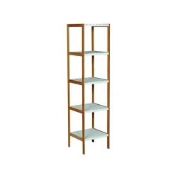 MSV Etagère 5 Niveaux Bambou MDF Blanc