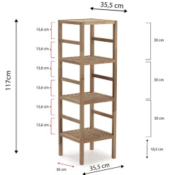 Vs Venta-Stock Etagère Alam en bois de noyer, hauteur 117,5 cm avec 4 niveaux