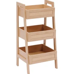 5Five Etagère Cane 3 niveaux H80cm bois clair - Beige-* Etagère Salle De Bains