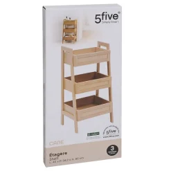 5Five Etagère Cane 3 niveaux H80cm bois clair - Beige-* Etagère Salle De Bains