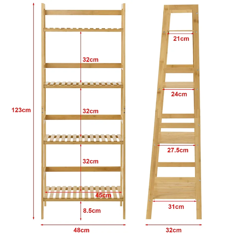[En.Casa] Etagère échelle à 4 Niveaux Vinje 48 x 32 x 123 cm en.casa