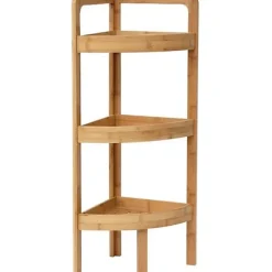 Tendance Etagère d'angle 3 niveaux en bambou - - Meuble de salle de bain - Noir - Aspect bois - A encastrer* Etagère Salle De Bains