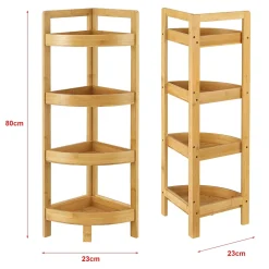 [En.Casa] Etagère d'angle Lestijaervi 4 niveaux pour salle de bain ou cuisine 80 x 23 x 23 cm en.casa