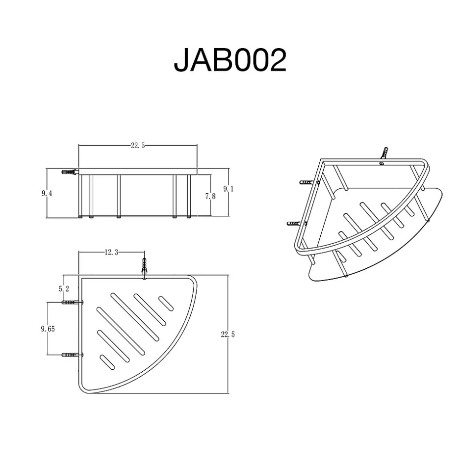 Poalgi Etagère de douche d'angle noir mat Inox S304 SKY BATH
