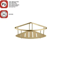 Poalgi Etagère de douche d'angle or brossé Inox S304 SKY BATH