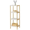 [En.Casa] Etagère de rangement Balsfjord 33 x 34 x 110 cm Bambou Blanc en.casa