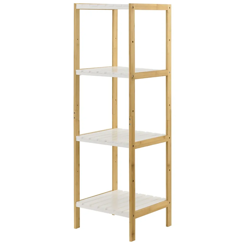 [En.Casa] Etagère de rangement Balsfjord 33 x 34 x 110 cm Bambou Blanc en.casa
