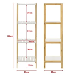 [En.Casa] Etagère de rangement Balsfjord 33 x 34 x 110 cm Bambou Blanc en.casa