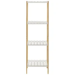 [En.Casa] Etagère de rangement Balsfjord 33 x 34 x 110 cm Bambou Blanc en.casa